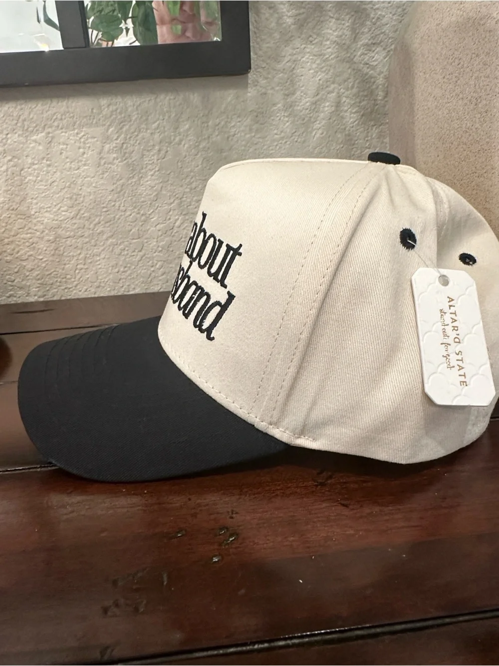 Altar'd State Two-Tone 'Sorry About My Husband' Cap - Cream & Black